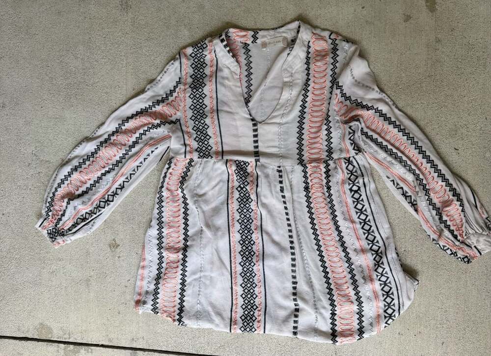 Altar'd State Beige Copper Embroidered Long Sleeve Tunic Size XS